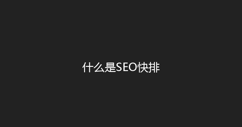 什么是SEO快排 封面图