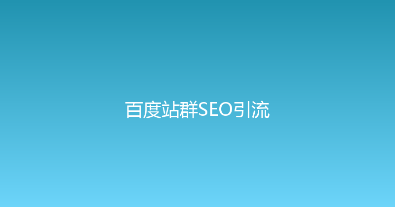 百度站群SEO引流 封面图