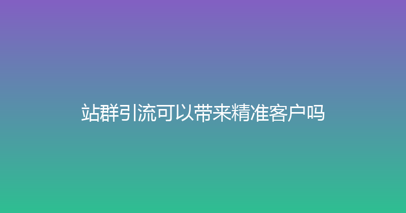 站群引流可以带来精准客户吗 封面图