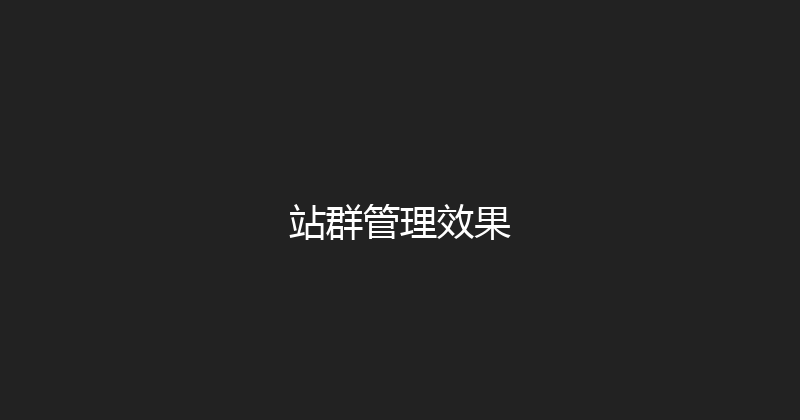 站群管理效果 封面图
