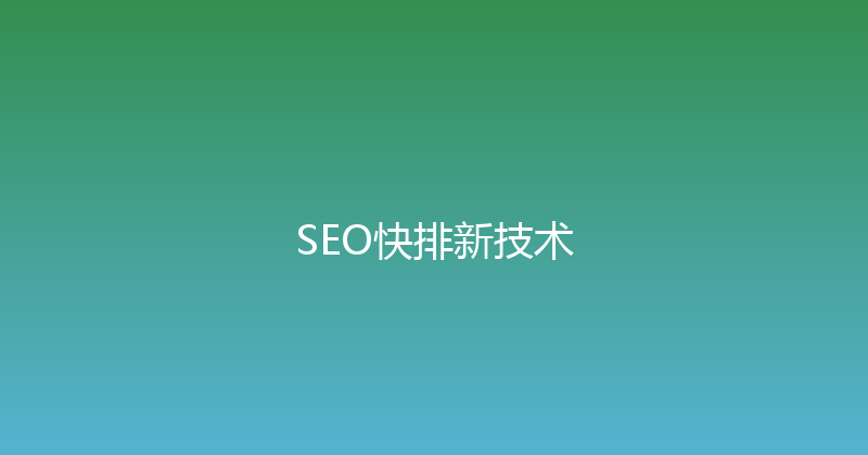 SEO快排新技术 封面图